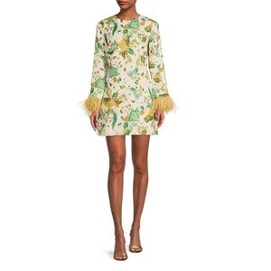 ANTONIO MELANI Yellow Floral Long Sleeve Dress